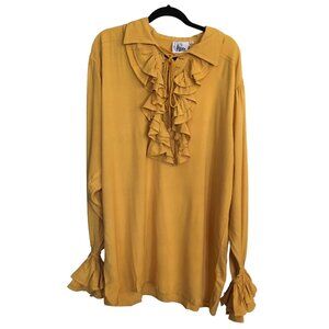 Pirate Dressing Costume Shirt Gold Halloween Renaissance Fest Ruffle Collar L